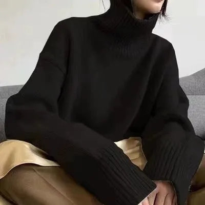 Zoey - Oversized Hoher Kragen Pullover