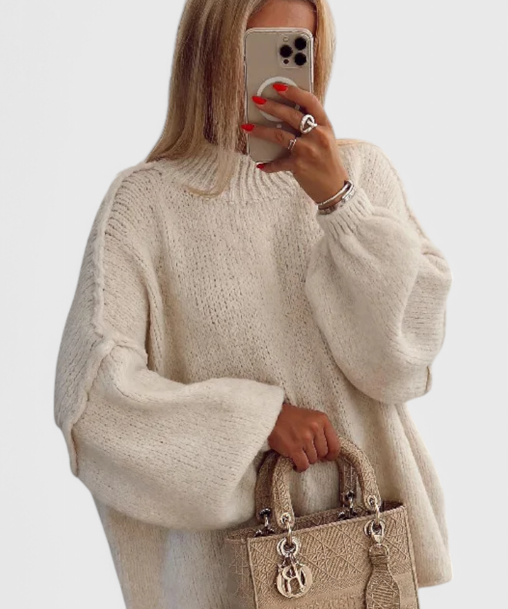 Übergroßer gestrickter Cassia-Pullover mit Ballonärmeln