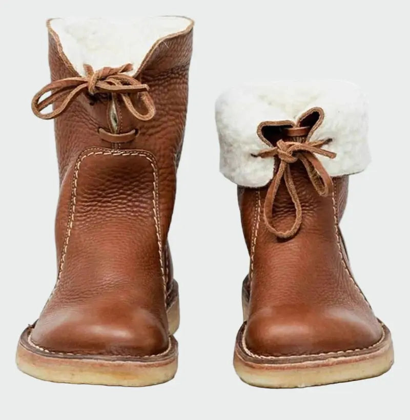 Wasserdichte Lederstiefel mit Wollfutter