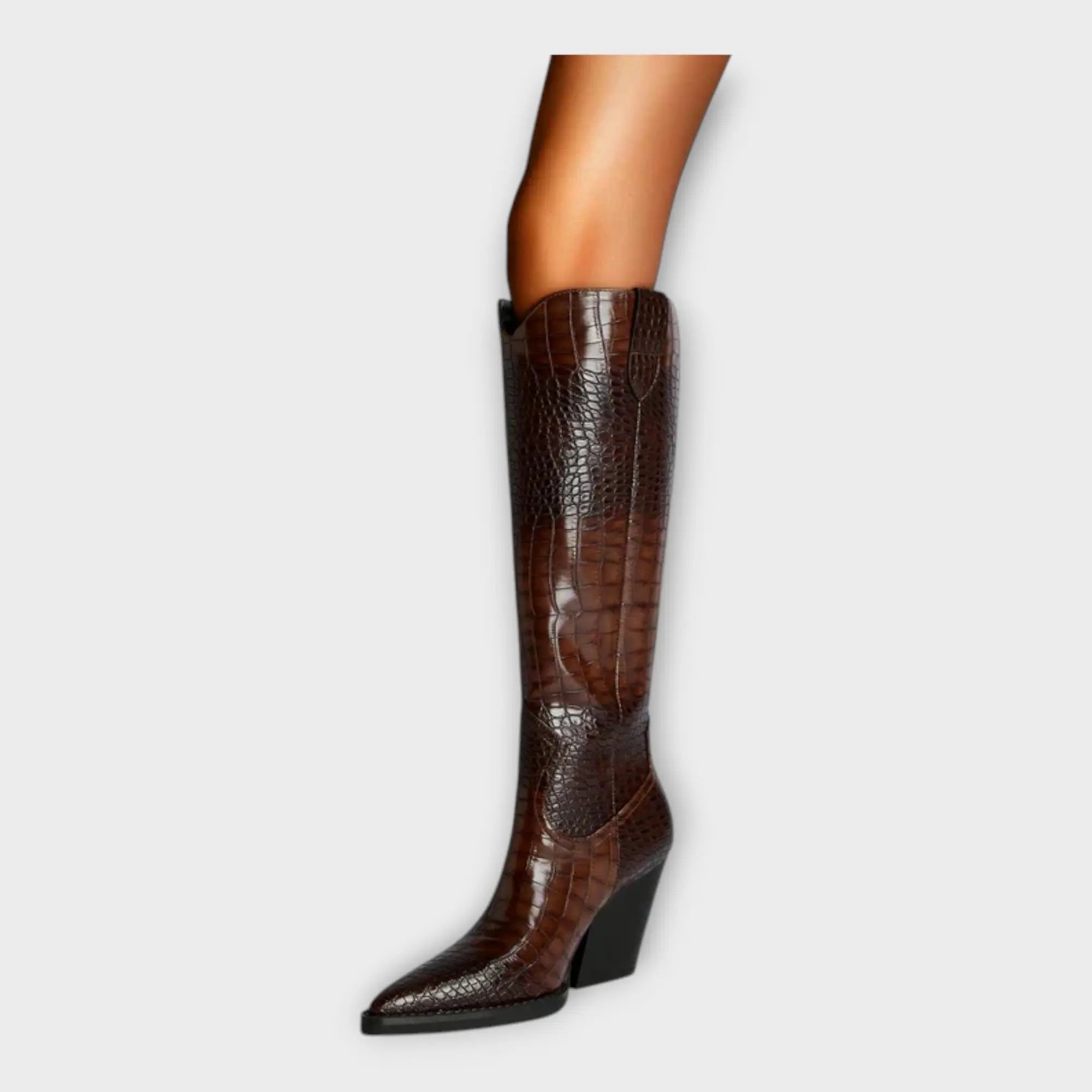 Krokodil-Prägung Stiefel mit elegantem Absatz