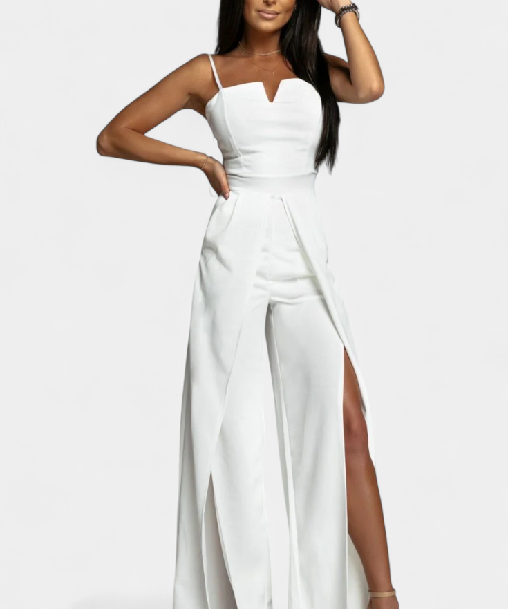 Prescillia Jumpsuit mit Spaghetti-Trägern und seitlichem Schlitz