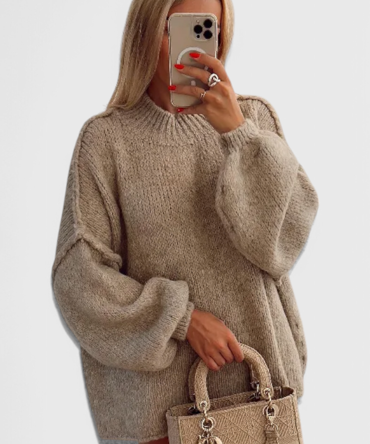 Übergroßer gestrickter Cassia-Pullover mit Ballonärmeln