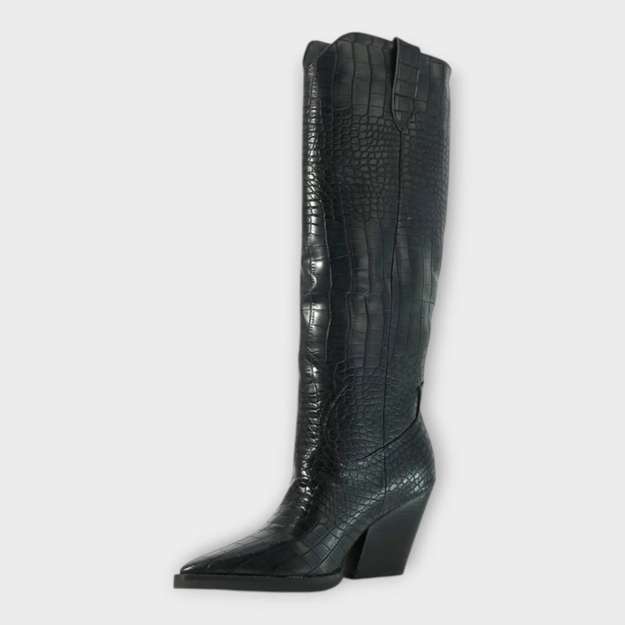 Krokodil-Prägung Stiefel mit elegantem Absatz