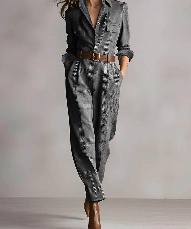 Carmen | eleganter karierten Jumpsuit