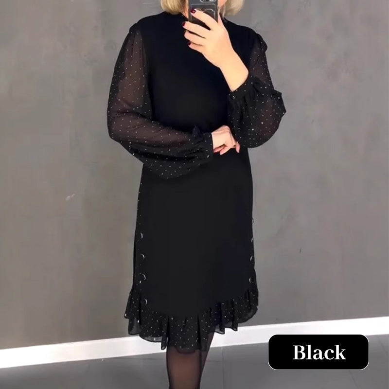 Estela | Elegantes Kleid mit Kristallen und Rundhalsausschnitt