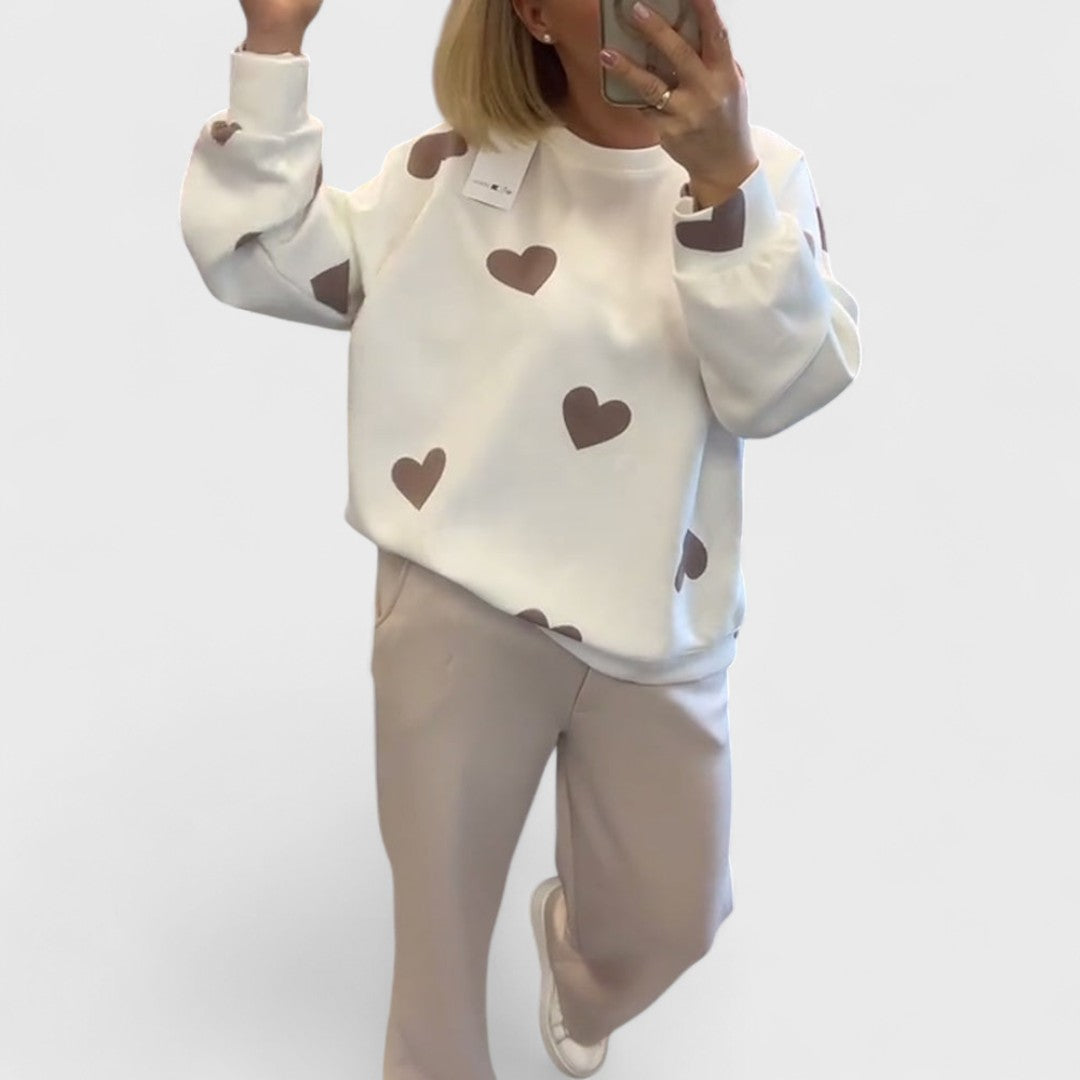 Mila - Baumwollmischung Pullover mit Herzen