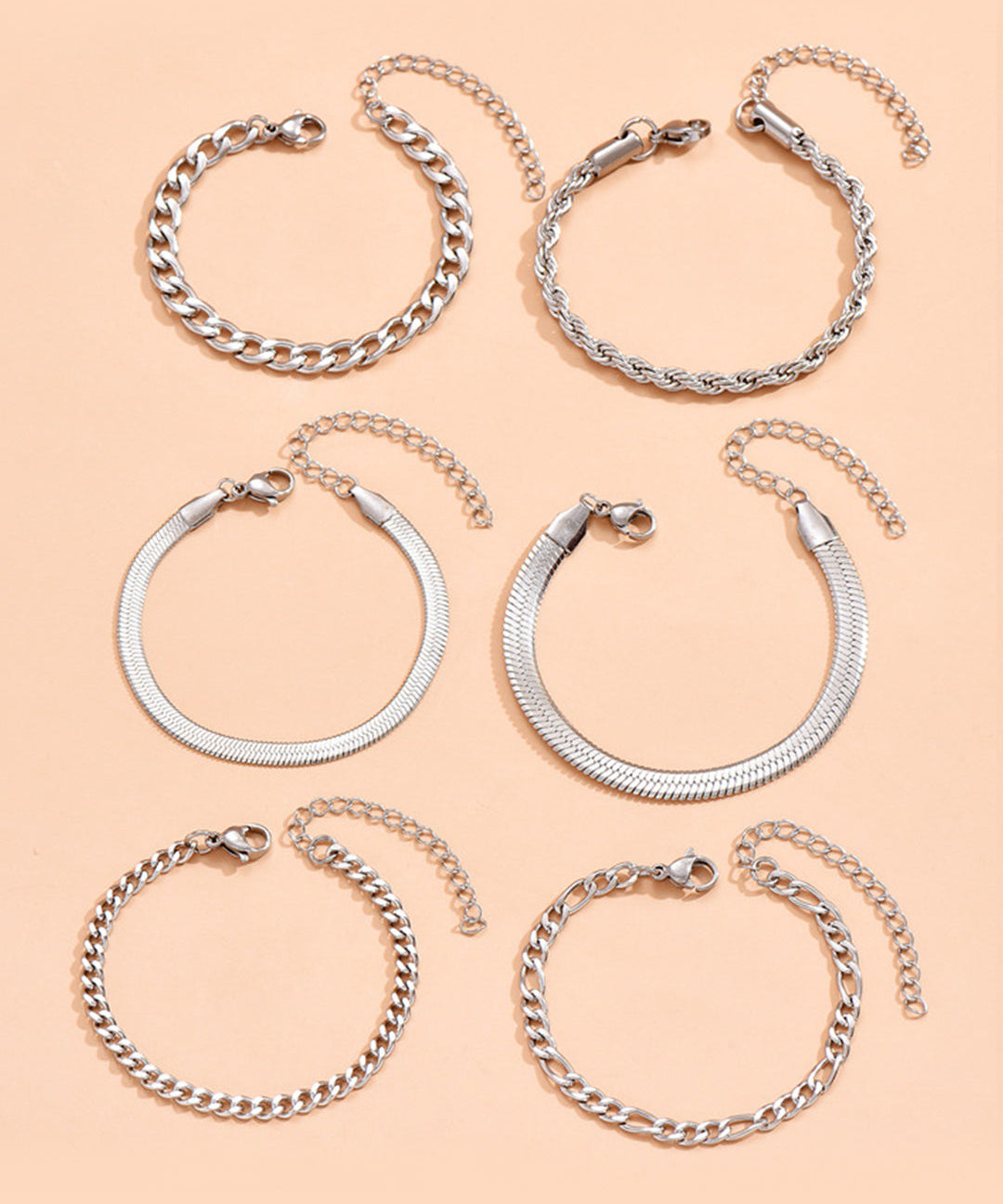 Set aus 6 kubanischen Kettenarmbändern