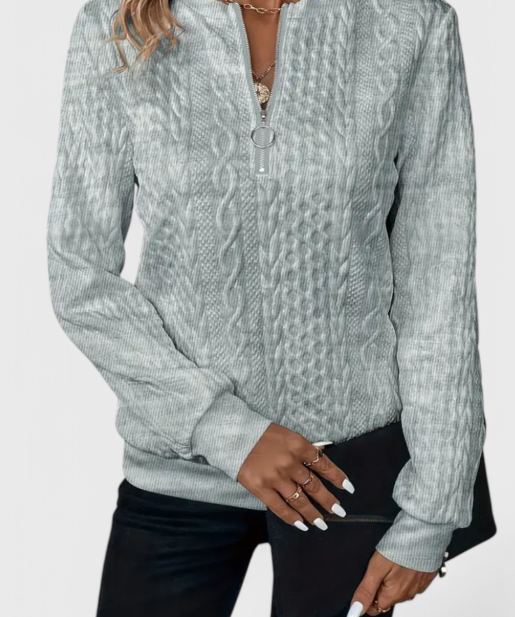 Zoey Weicher Zip-Strickpullover