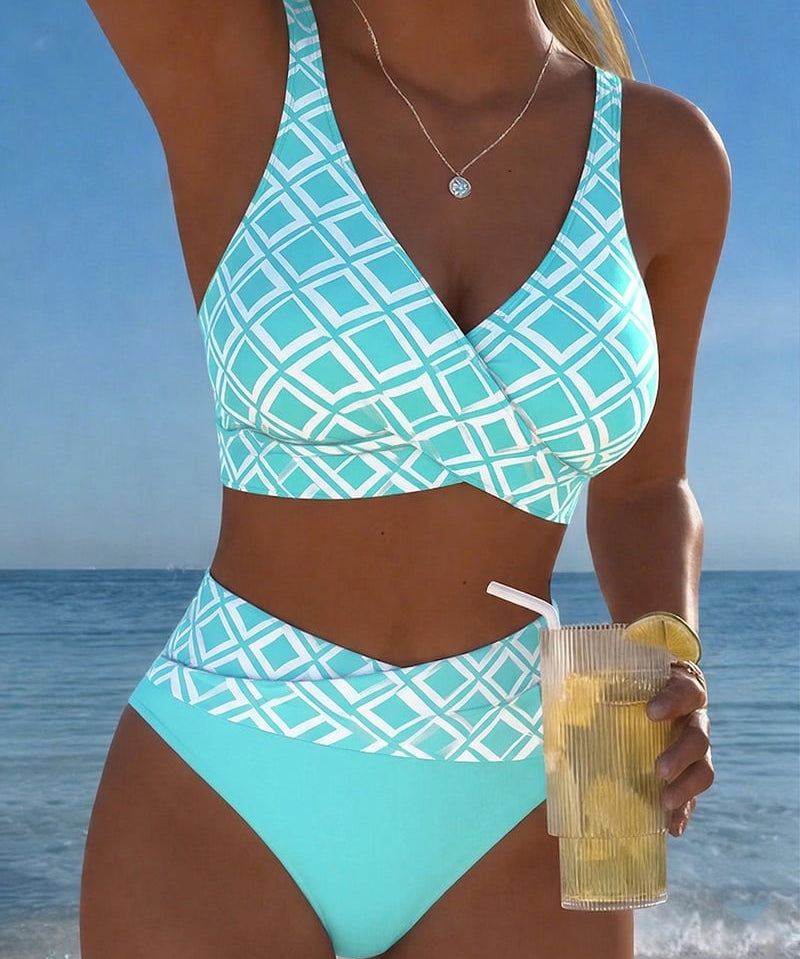 Sara - Zweiteiliger Bikini mit ausgeschnittenem und diamantmuster Top