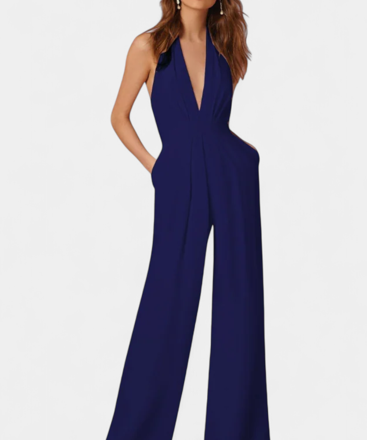Lila Weitbeiniger Jumpsuit mit leichter Eleganz