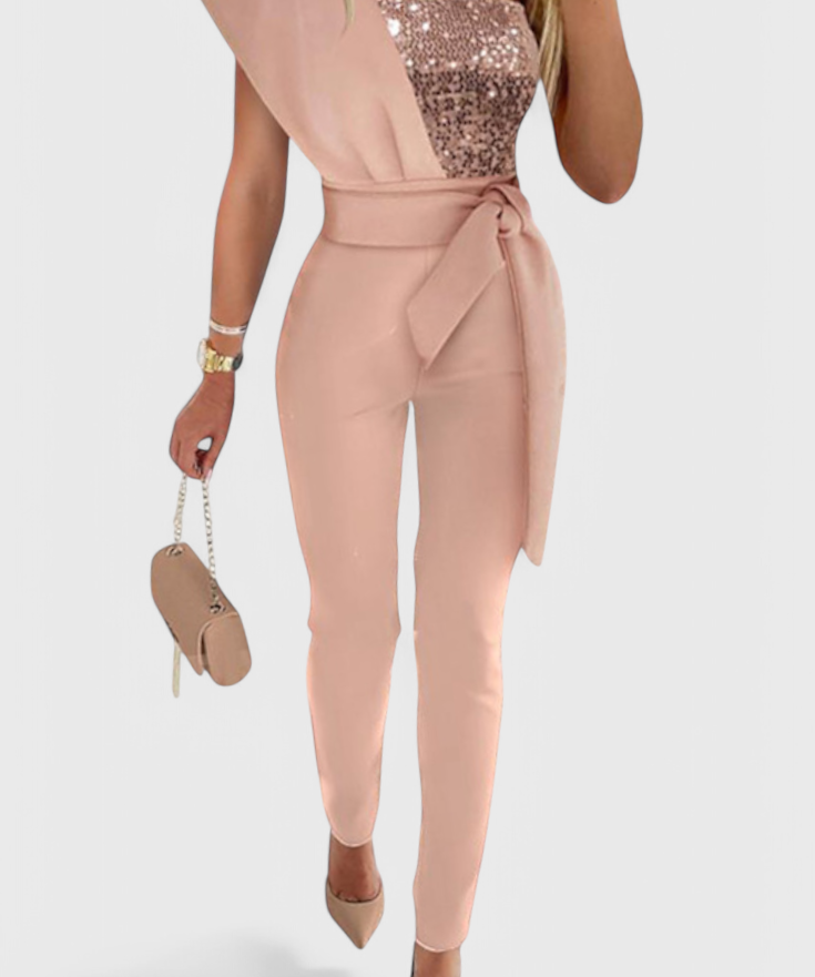 Layla Ein-Schulter Pailletten-Jumpsuit