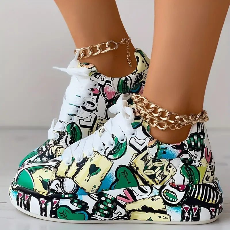 Veronika - Graffiti Design Sneakers mit Dämpfung