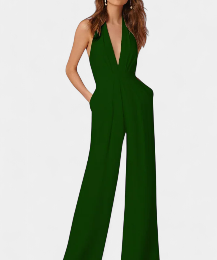 Lila Weitbeiniger Jumpsuit mit leichter Eleganz