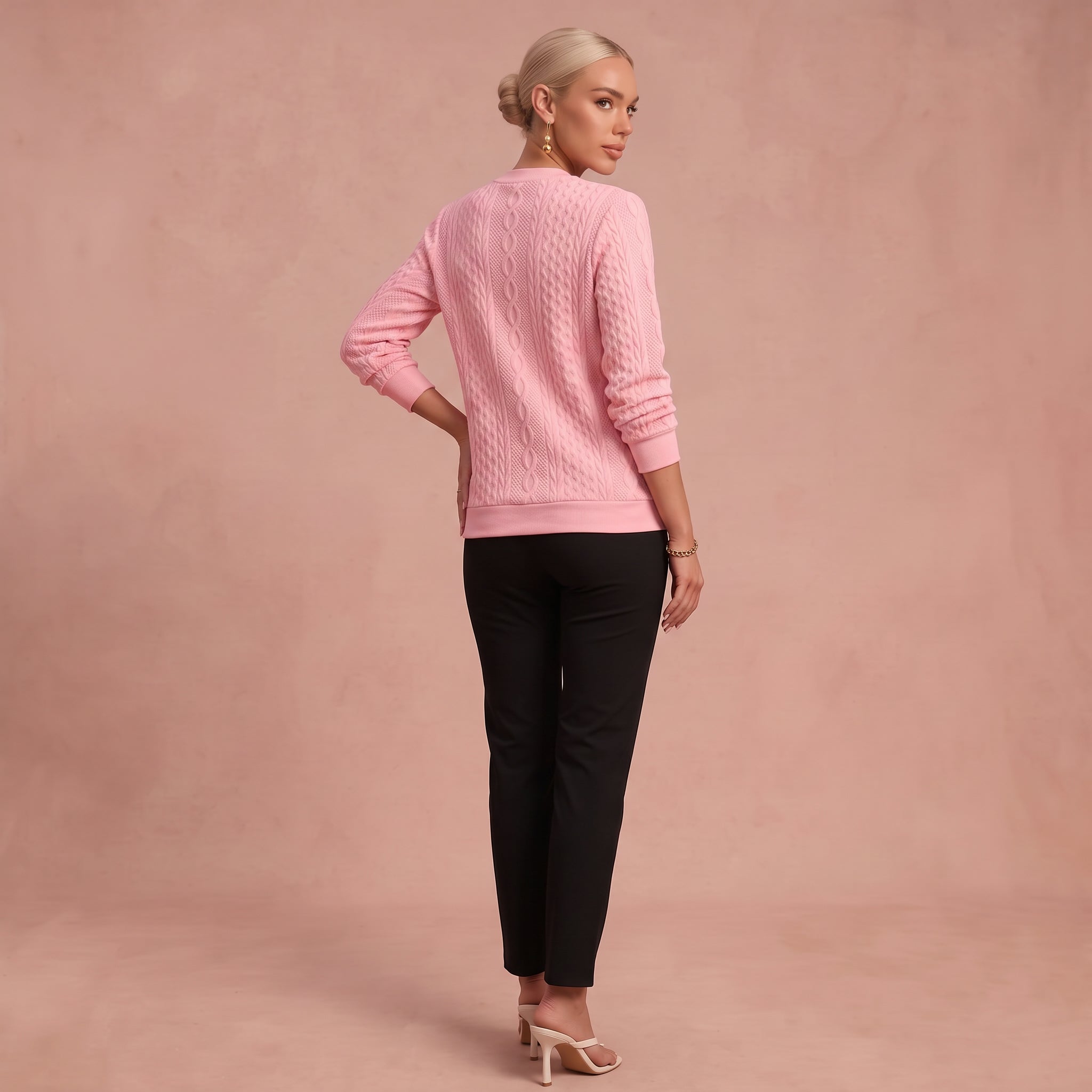 Kerstin – Damen Zip-Pullover mit Zopfmuster – 2