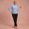 Lisa – Eleganter Hochkragen Strickpullover – Hellblau – 1