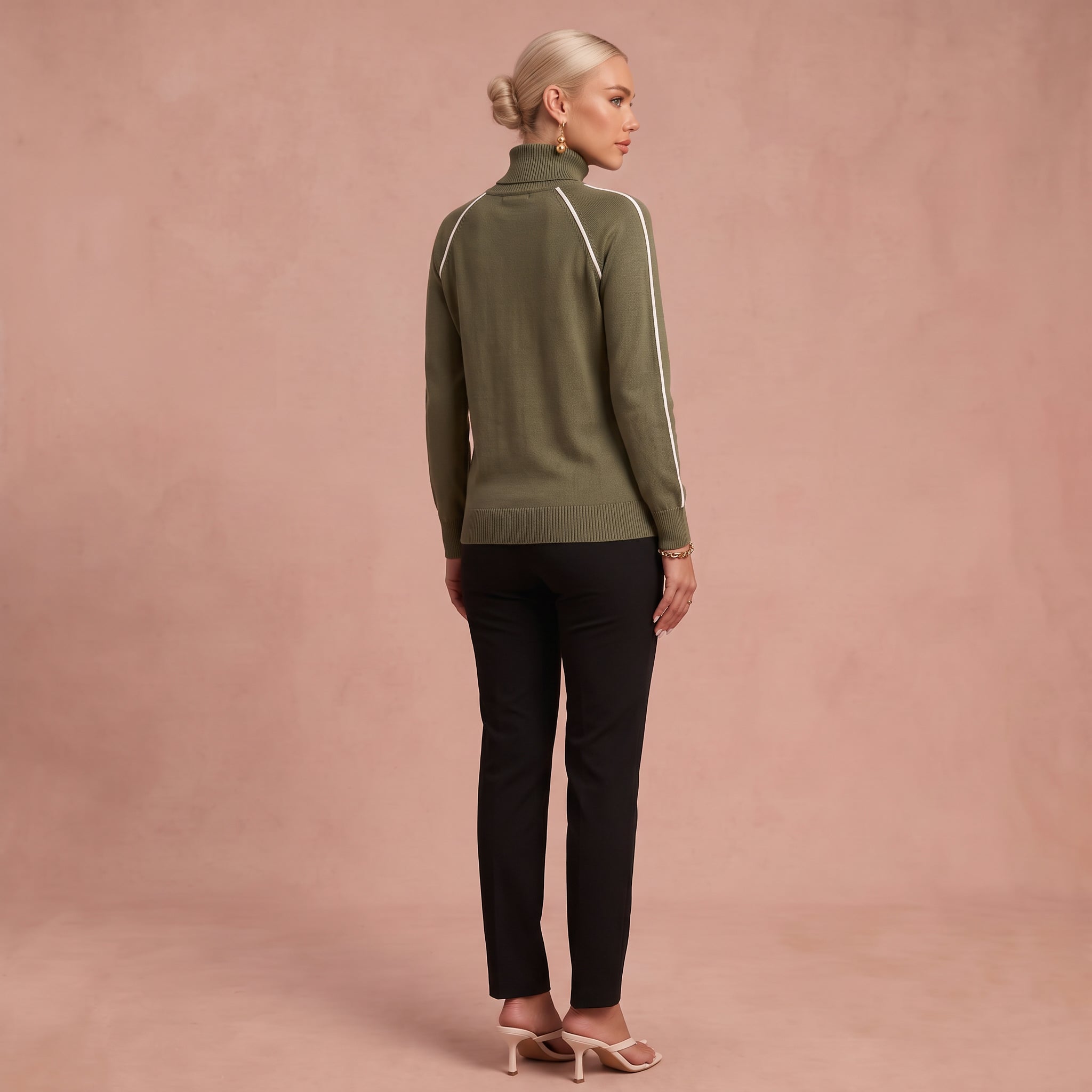 Avalon - Olivgrüner Baumwollpullover – 3
