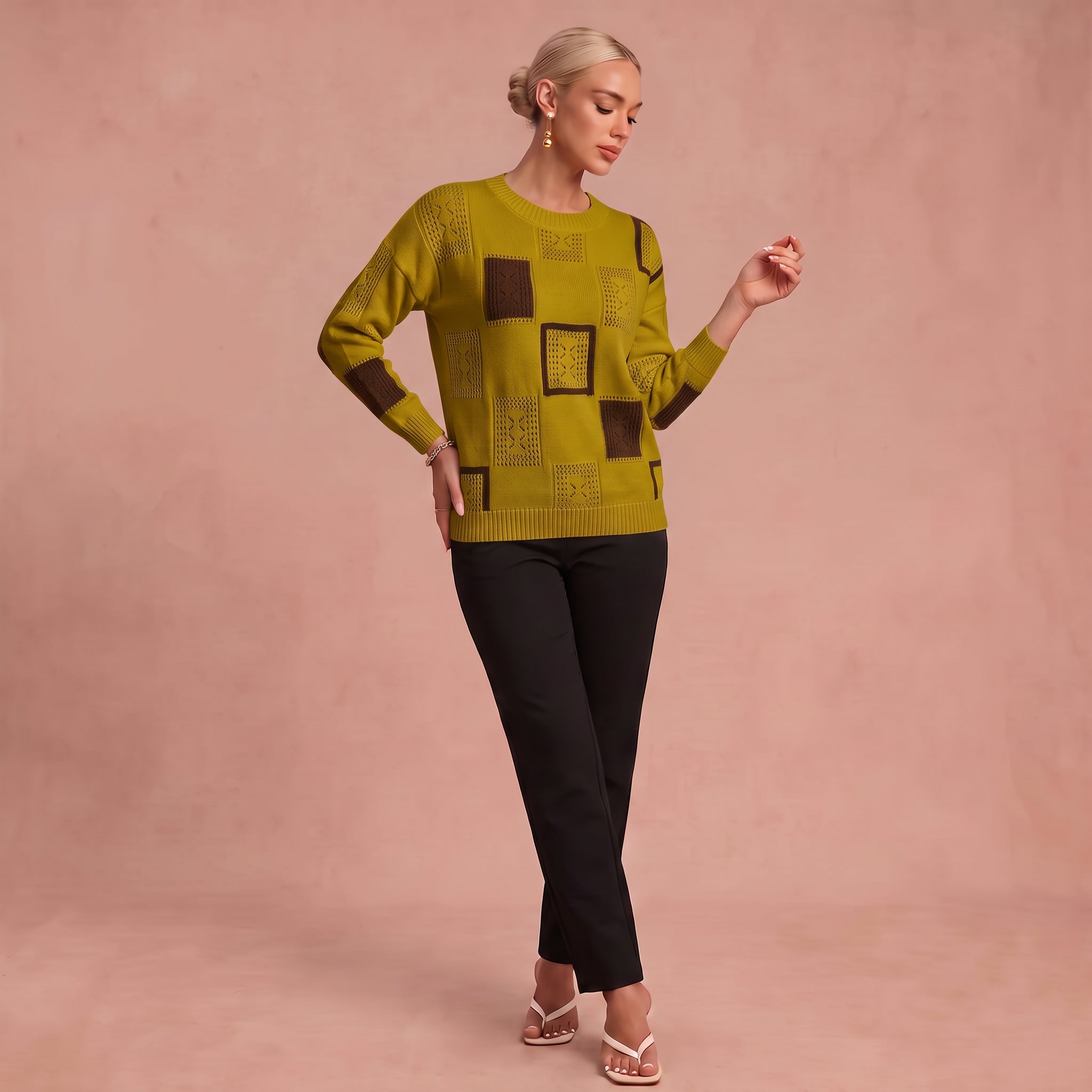 Antonia - Damen Chic Pullover – Gelb – 1