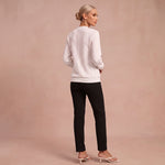 Kerstin - Damen Zip-Pullover mit Zopfmuster – Weiß – 3