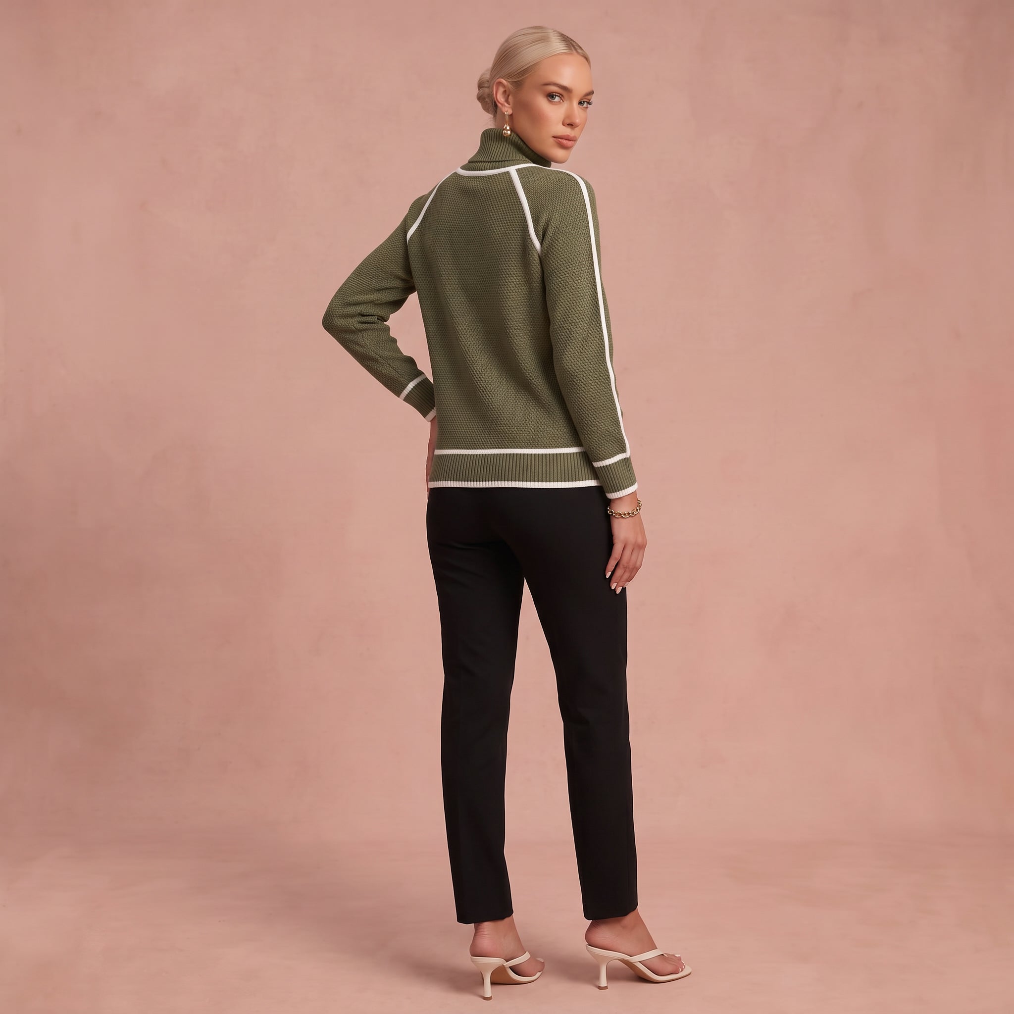 Avalon - Olivgrüner Baumwollpullover – 2