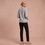 Kerstin - Damen Zip-Pullover mit Zopfmuster – Grau – 3
