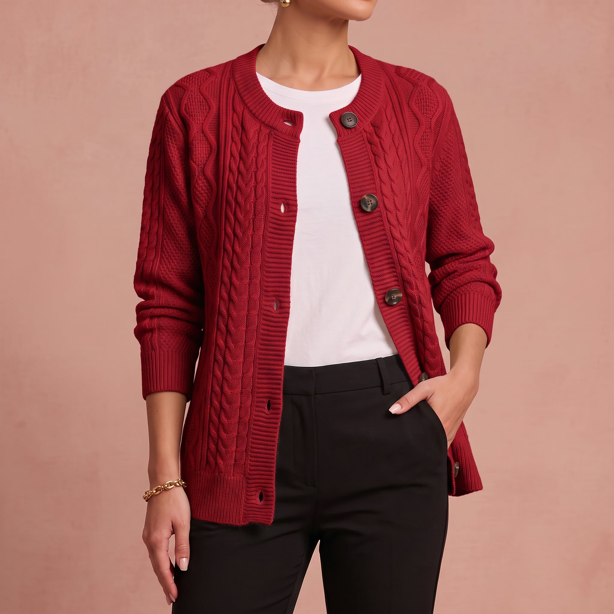 Senta | Gestrickte Strickjacke – Rot – 4