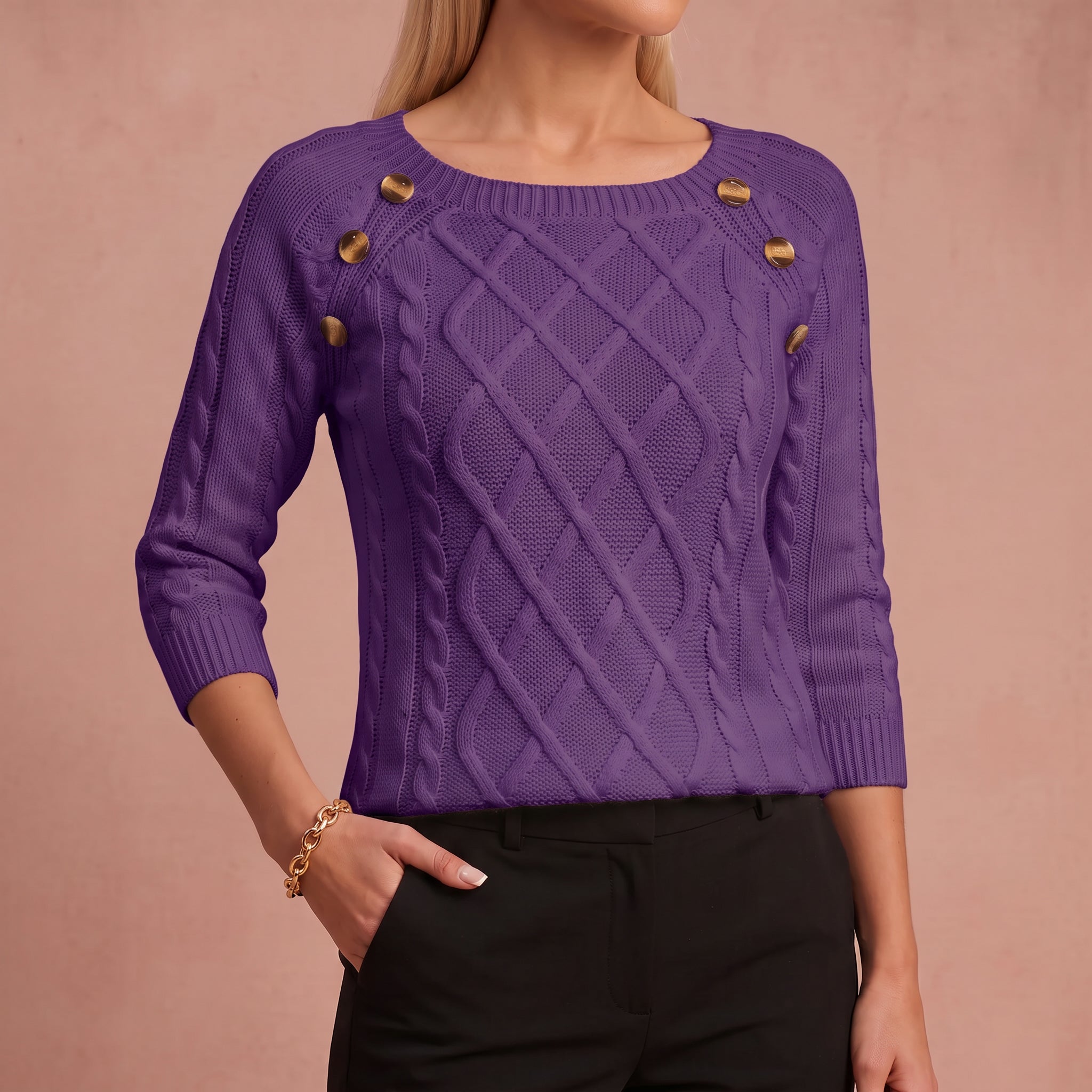 Lotta - Klassischer und Bequemer Pullover – Lila – 4
