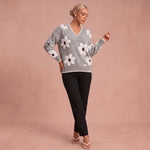 ASTRID | Eleganter Blumen-Pullover mit V-Ausschnitt – 1