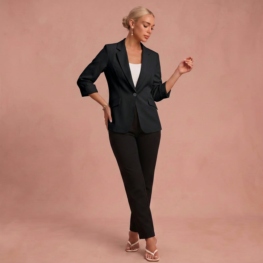 Moderner Linien Blazer – Schwarz – 1