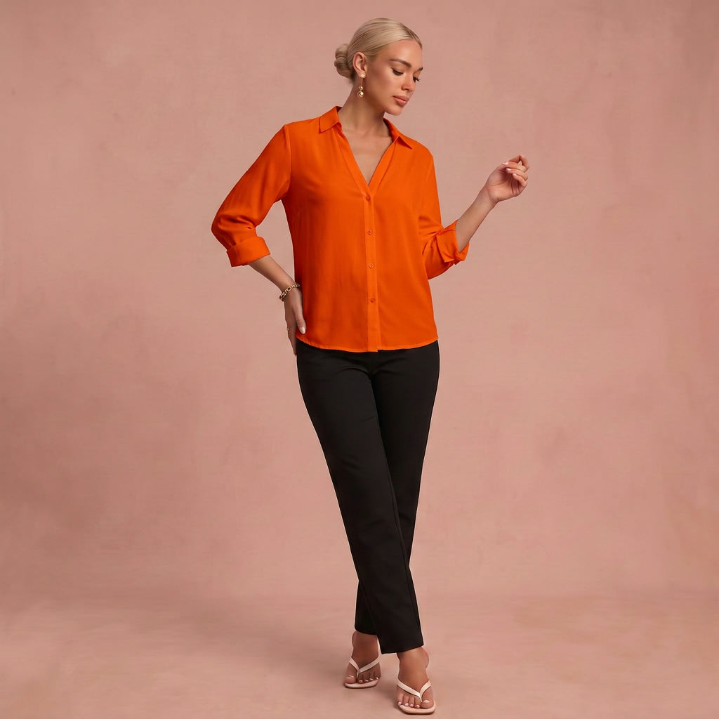 Lina | Leichte und bequeme Bluse – Orange – 1