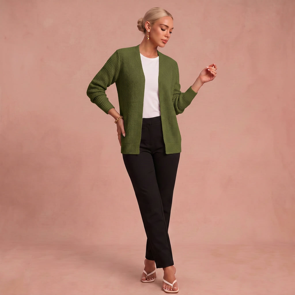 Anneliese | Kaschmir-Mischung Cardigan – Grün – 1