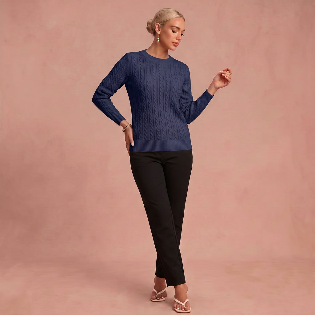 Bernila – Kabelstrickpullover – Marineblau – 1