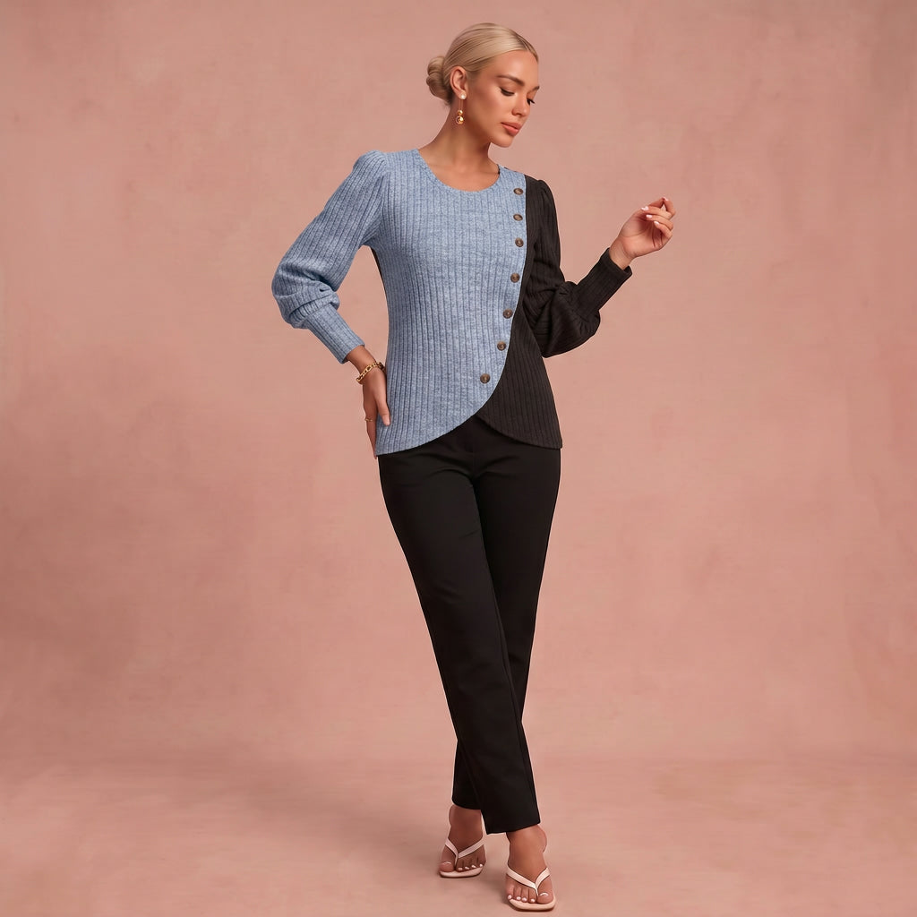 Nostalgie - Kreativer Strickpullover – Blau – 1