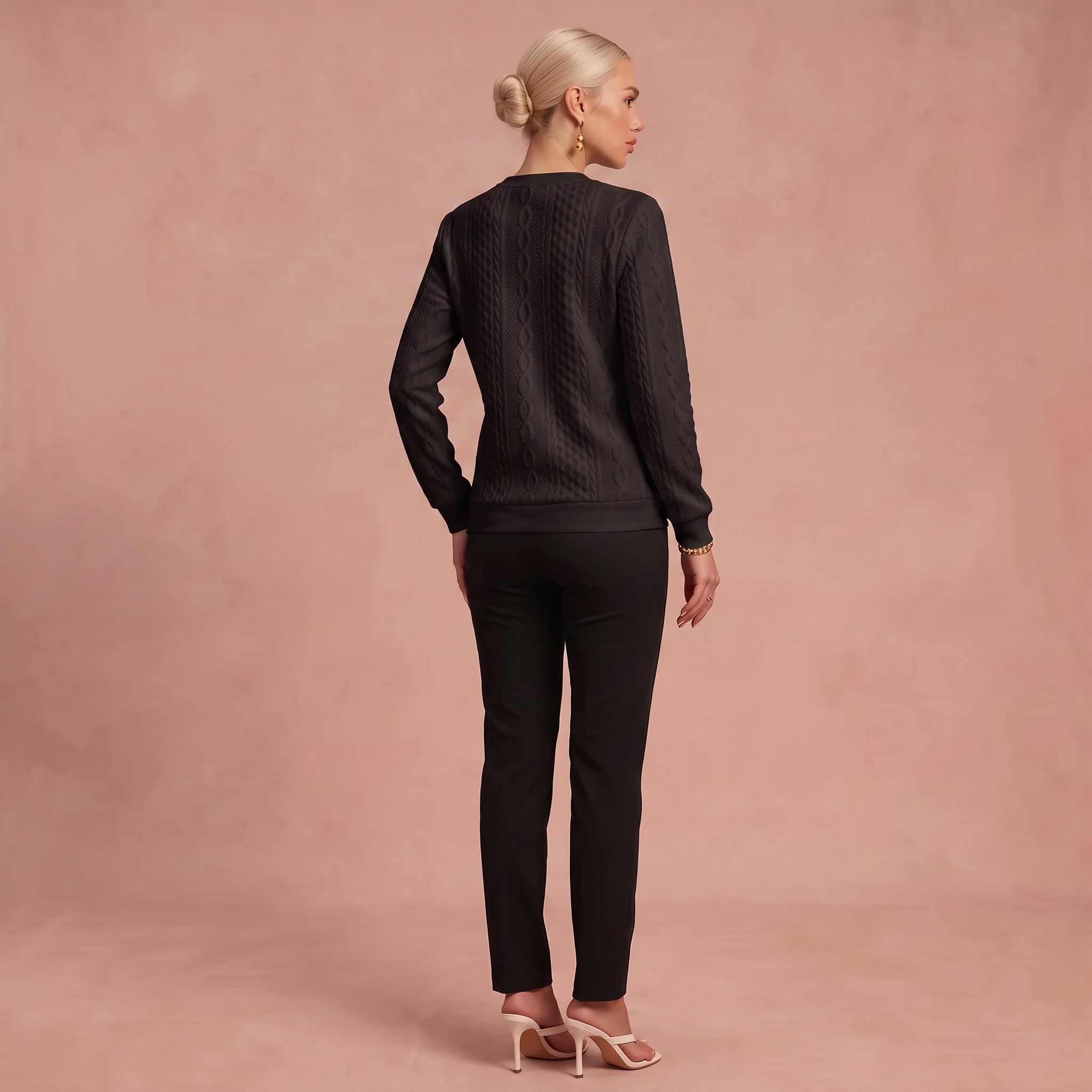 Marie-Luise - Vielseitiger Herbstpullover – Schwarz – 3