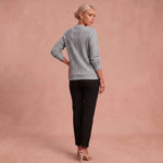 Kerstin - Damen Zip-Pullover mit Zopfmuster – Grau – 2