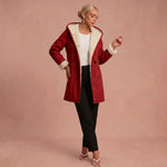 Astrid - Bequeme Jacke mit Fell – Rot – 1