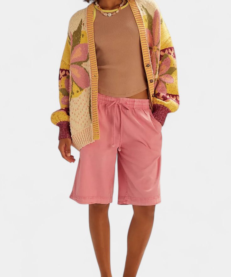 Casey Floral Strickjacke mit lockerer Passform