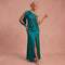 Senta | Maxi-Kleid Drapiert – Türkis – 1