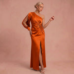Senta | Maxi-Kleid Drapiert – Orange – 1