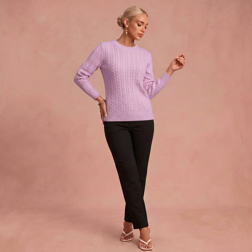 Bernila – Kabelstrickpullover – Lila – 1