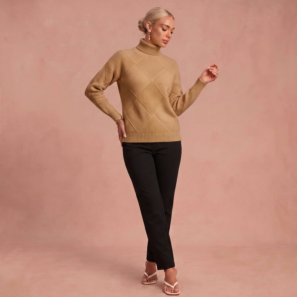 Melanie - Bequemer Rollkragenpullover – Braun – 1