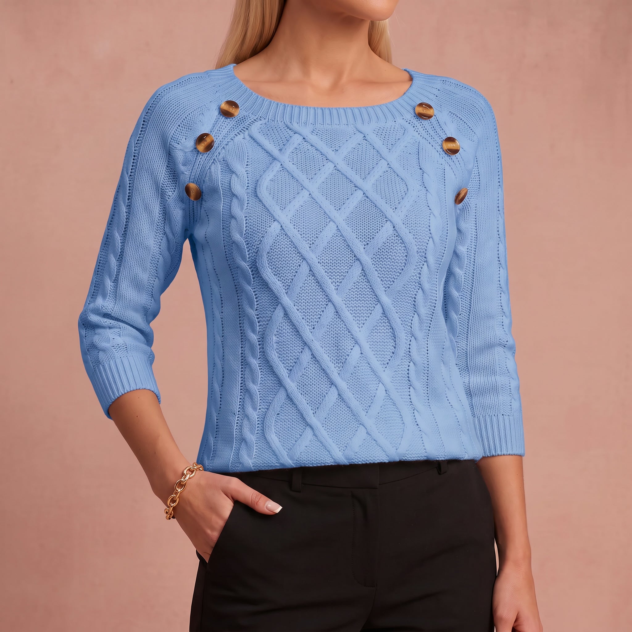 Lotta - Klassischer und Bequemer Pullover – Blau – 4