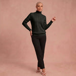 Lisa – Eleganter Hochkragen Strickpullover – Schwarz – 1