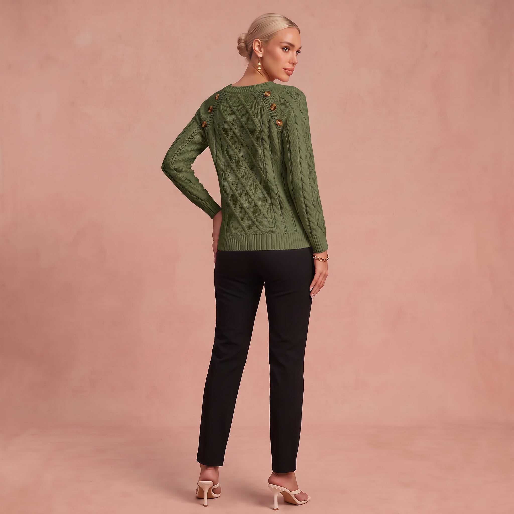 Lotta - Klassischer und Bequemer Pullover – Grün – 2
