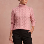 Lisa – Eleganter Hochkragen Strickpullover – 4