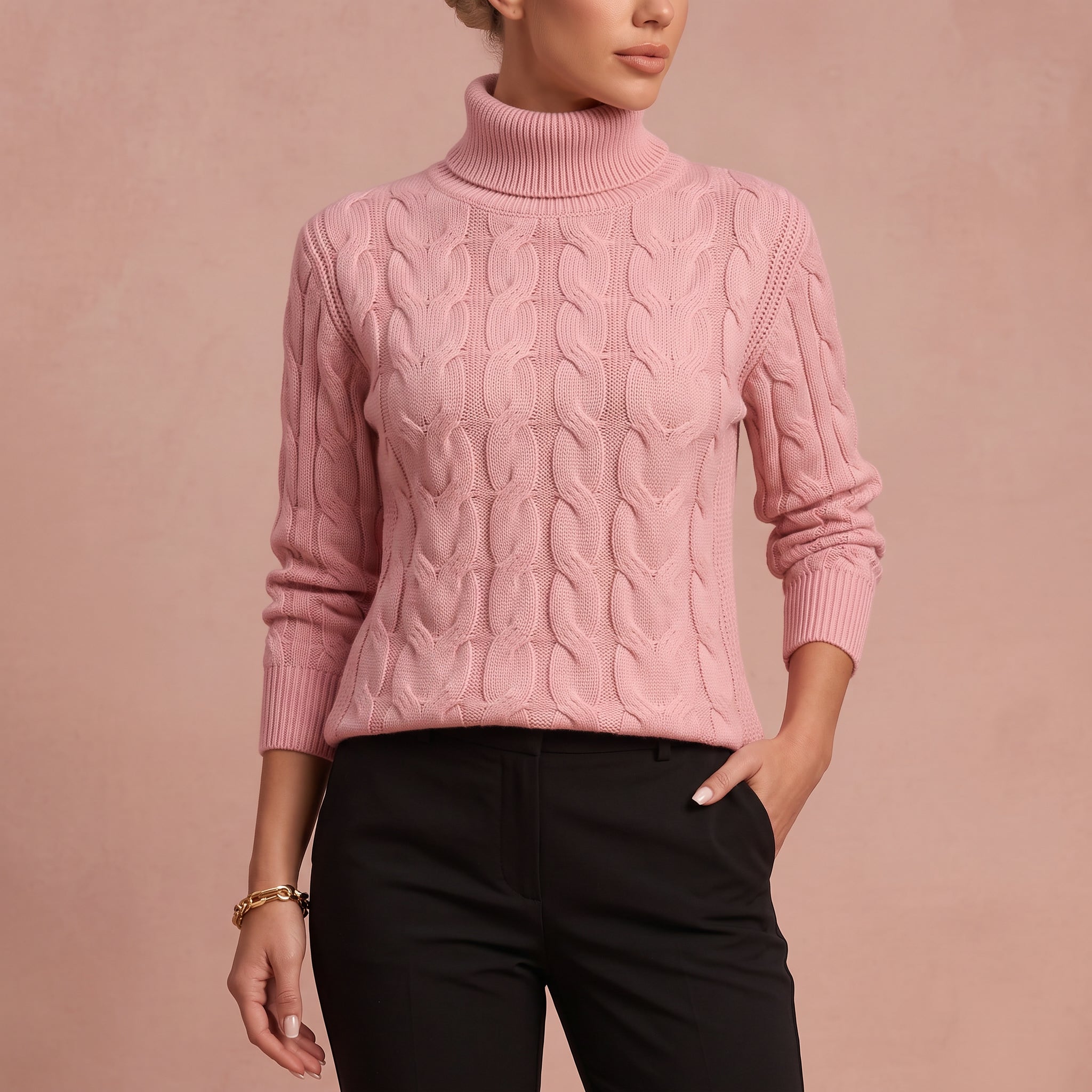 Lisa – Eleganter Hochkragen Strickpullover – 4