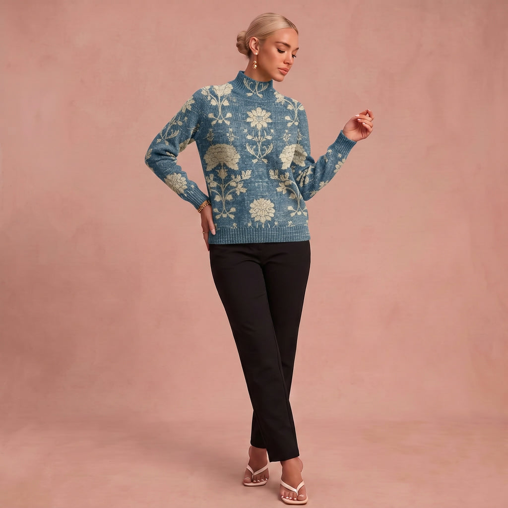 Katharina - Bequemer Pullover – Himmelblau – 1