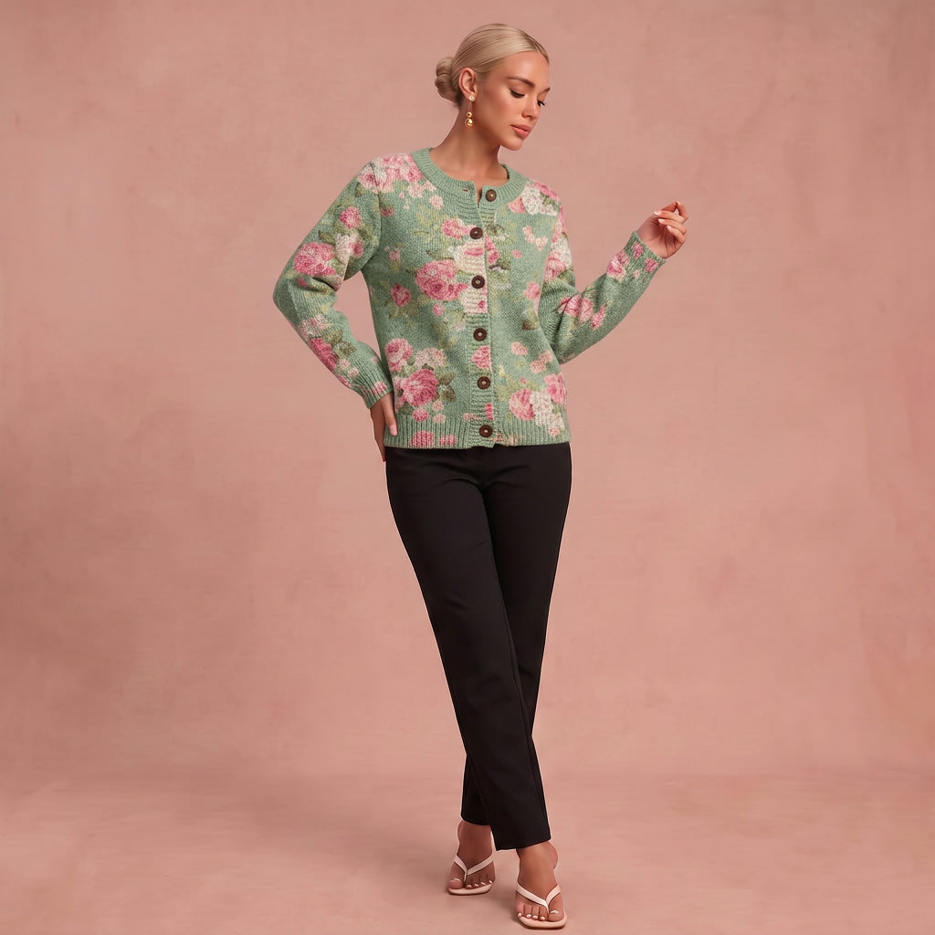 Monika | Cardigan mit Knöpfen – Grün – 1