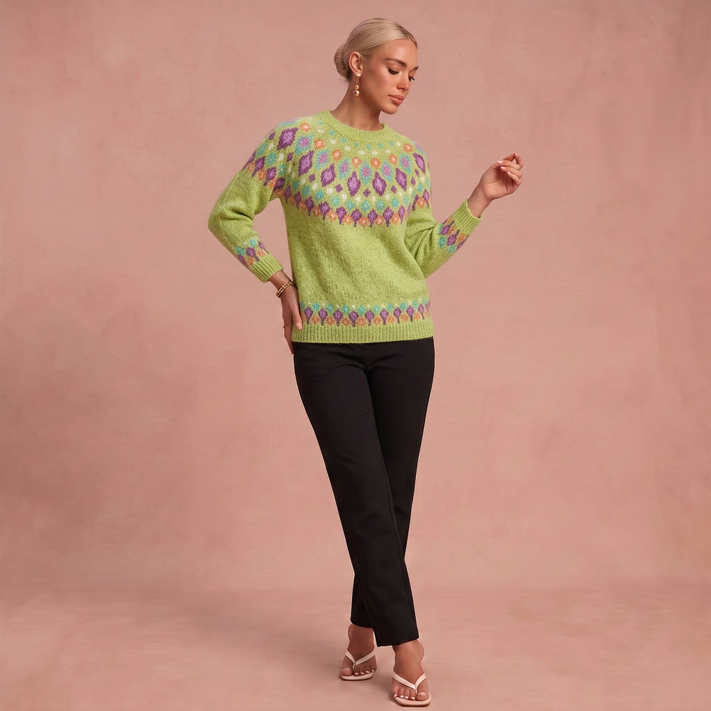 Karin - Lässiger und Bequemer Pullover – Hellgrün – 1