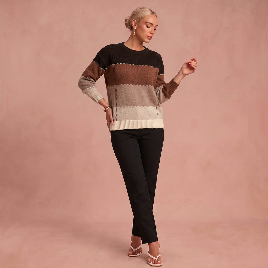Nora - Lässiger und weicher Pullover – Braun – 1