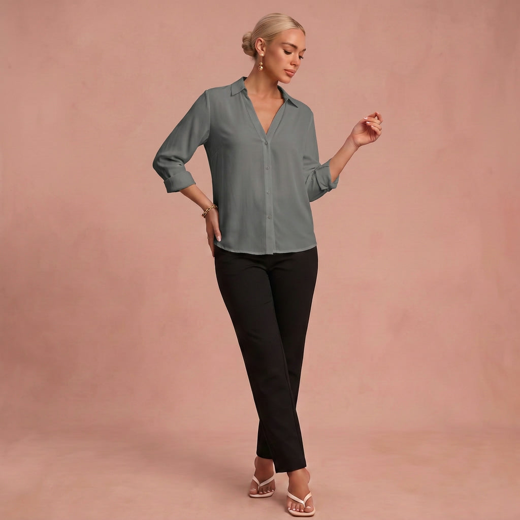 Lina | Leichte und bequeme Bluse – Grau – 1